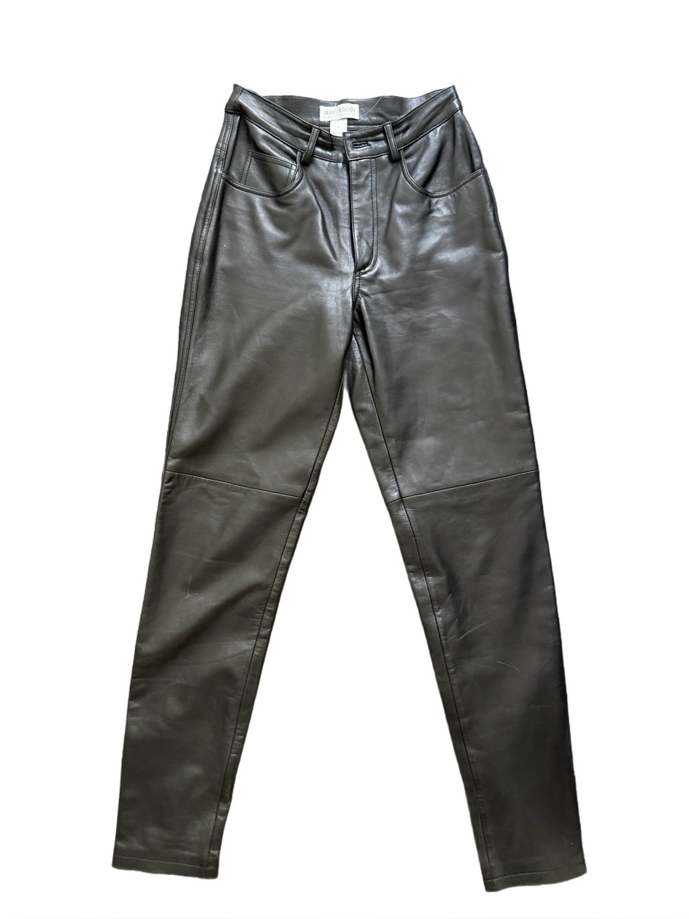Hugo Buscati Black Leather High-Rise Pants